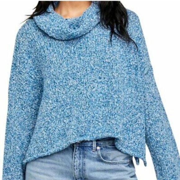 Chelsea & Theodore M Boxy Blue oversized Cowlneck Sweater - Picture 5 of 6